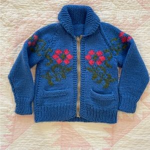 Incredible hand knit floral wool jacket